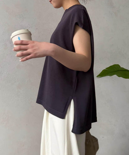 鑰匙領 法式設計 針織面料 針織上衣