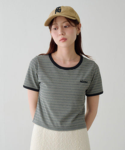 條紋刺繡 TEE T恤