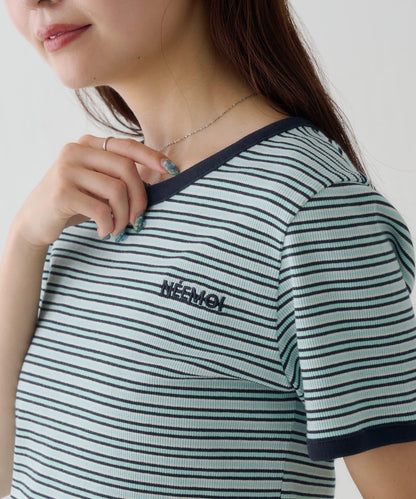 【Kastane】ボーダー刺繍TEE