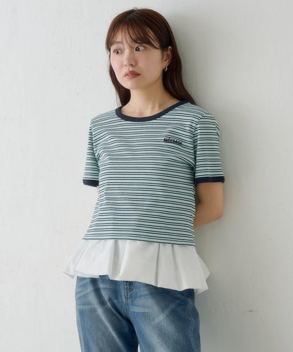 條紋刺繡 TEE T恤