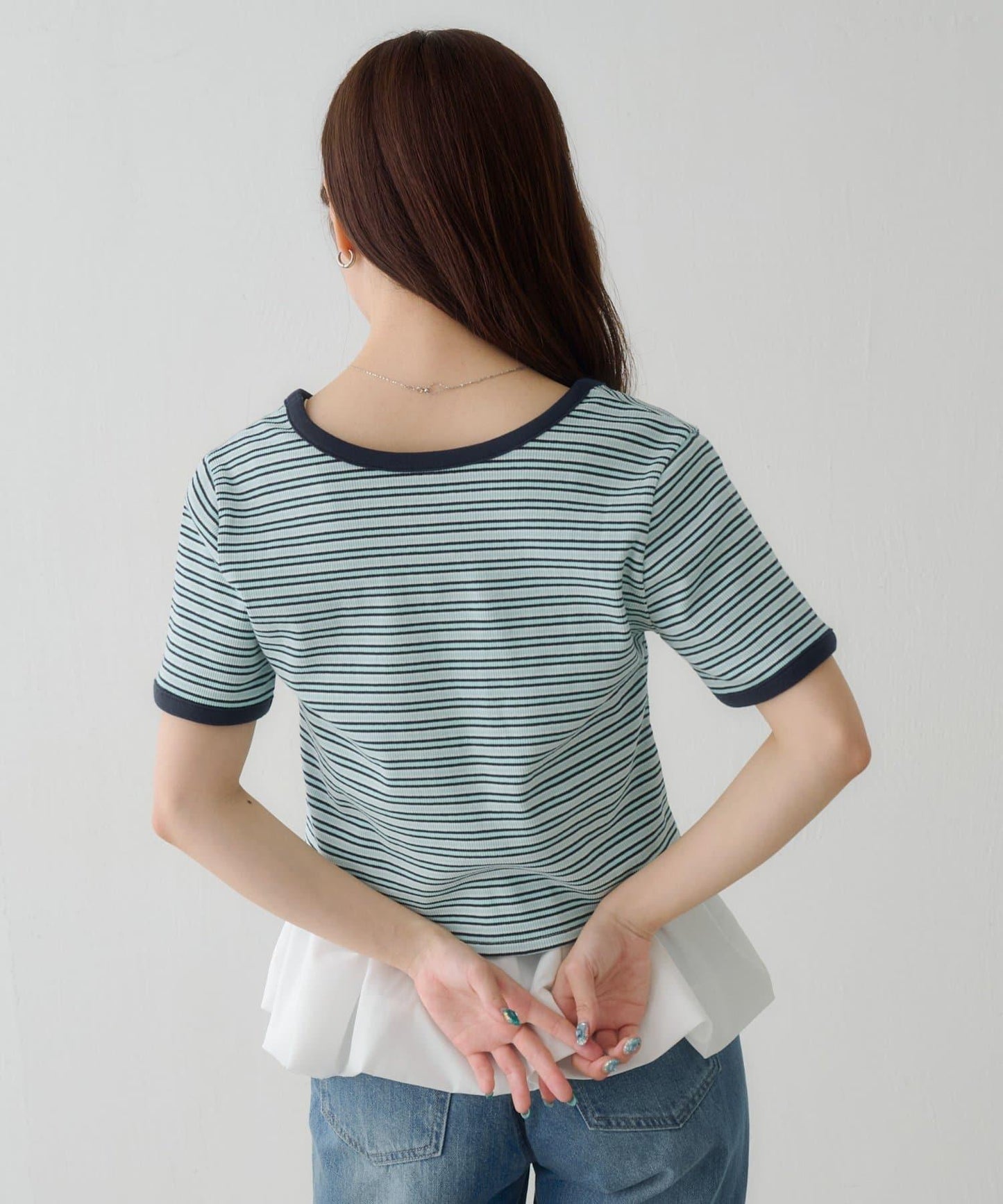 【Kastane】ボーダー刺繍TEE