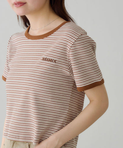 條紋刺繡 TEE T恤
