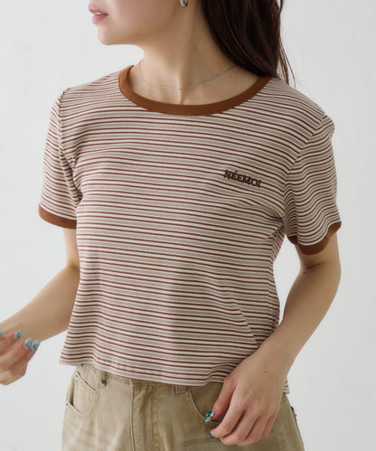 條紋刺繡 TEE T恤