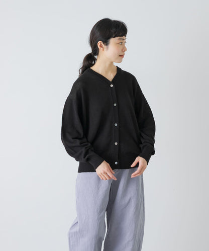 V領 亞麻棉 針織開衫