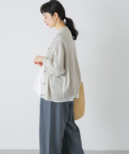 V領 亞麻棉 針織開衫