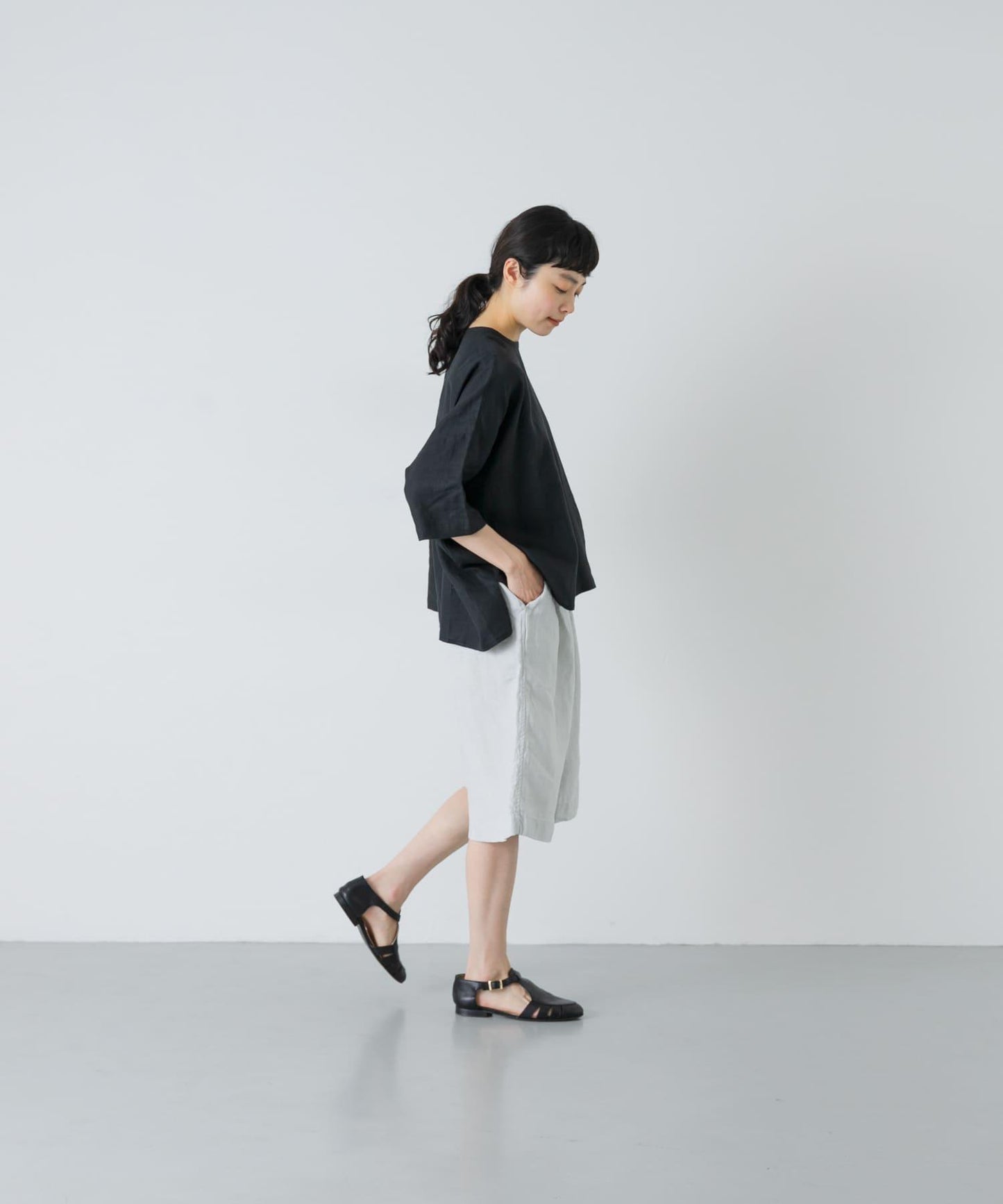 亞麻寬鬆 Charpentier de vaisseu LINEN WIDE SHORTS 休閒短褲