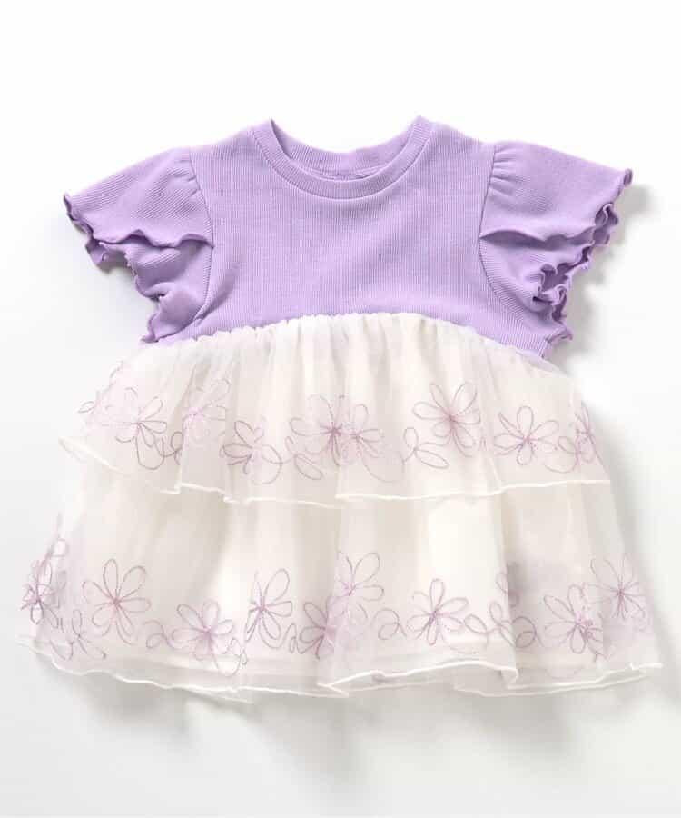 網紗刺繡拼接上衣