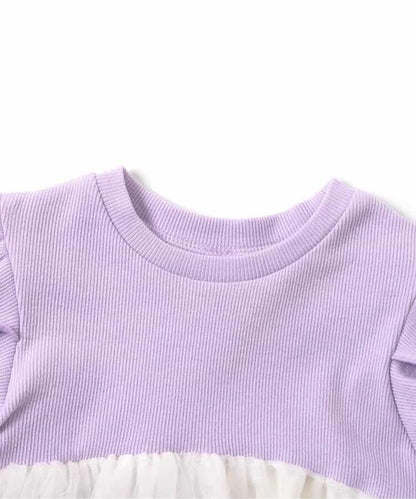 網紗刺繡拼接上衣