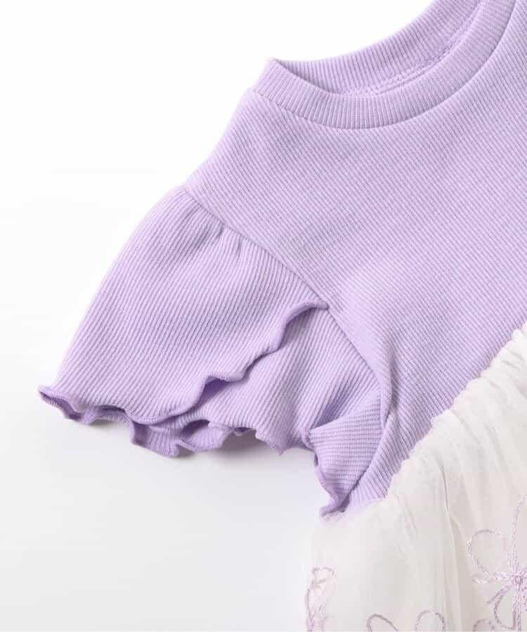 網紗刺繡拼接上衣