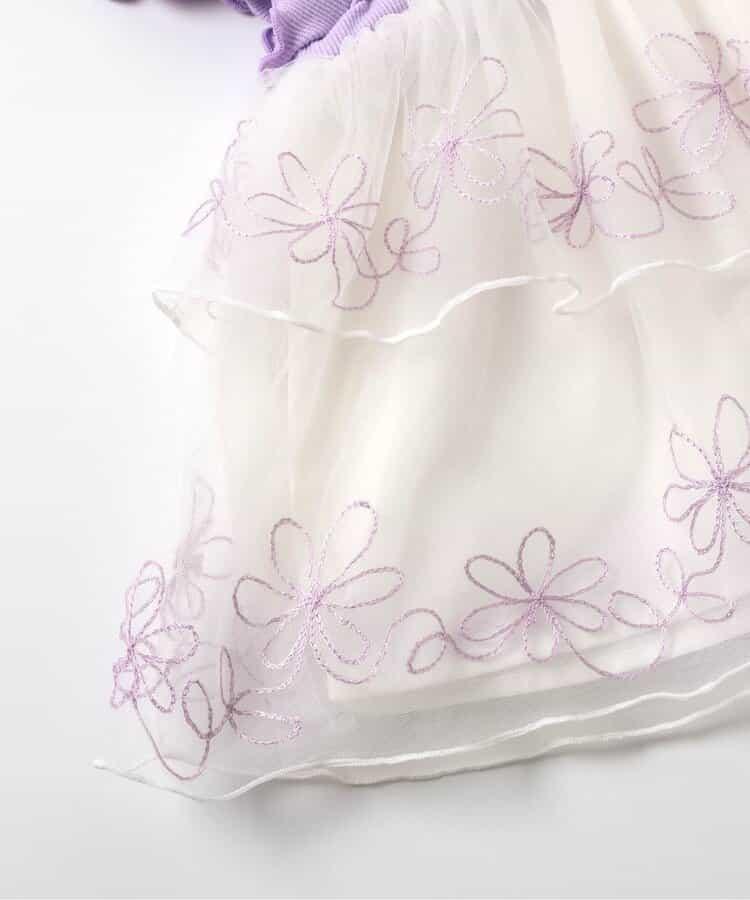 網紗刺繡拼接上衣