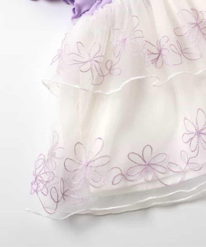 網紗刺繡拼接上衣