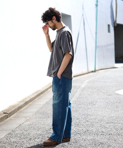 HEAVY WEIGHT/ヘビーウェイト 顏料染色 短袖 Henley neck 10.5オンス T恤