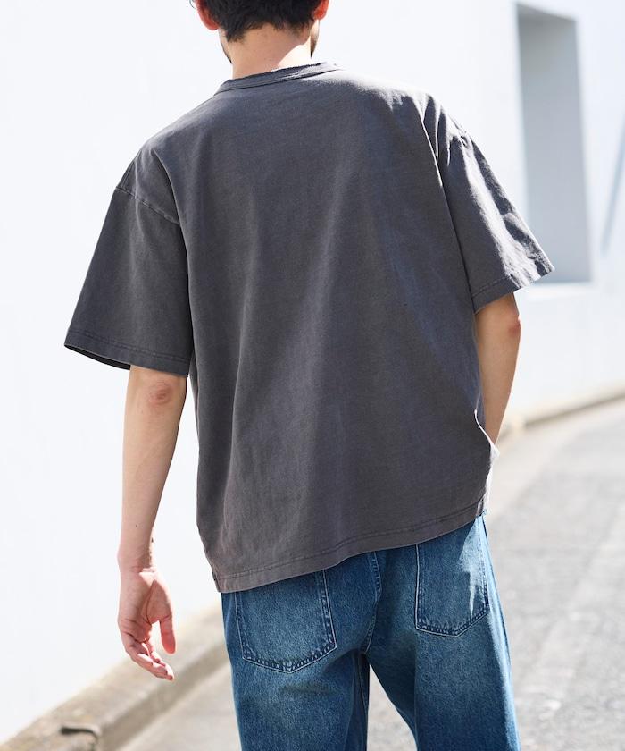 HEAVY WEIGHT/ヘビーウェイト 顏料染色 短袖 Henley neck 10.5オンス T恤