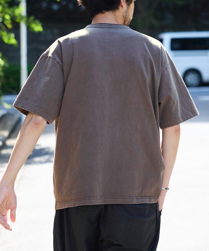 HEAVY WEIGHT/ヘビーウェイト 顏料染色 短袖 Henley neck 10.5オンス T恤