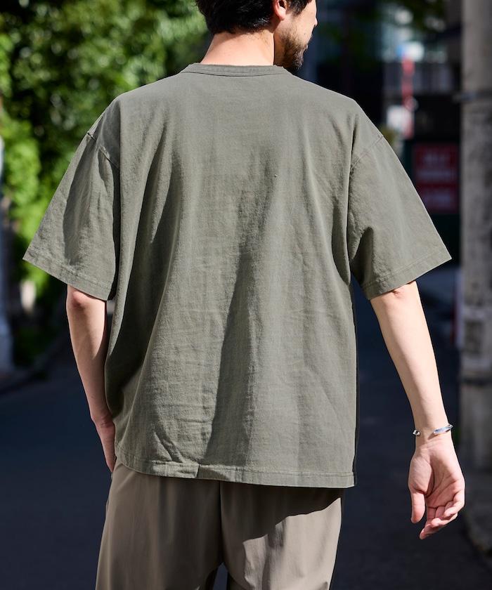 HEAVY WEIGHT/ヘビーウェイト 顏料染色 短袖 Henley neck 10.5オンス T恤
