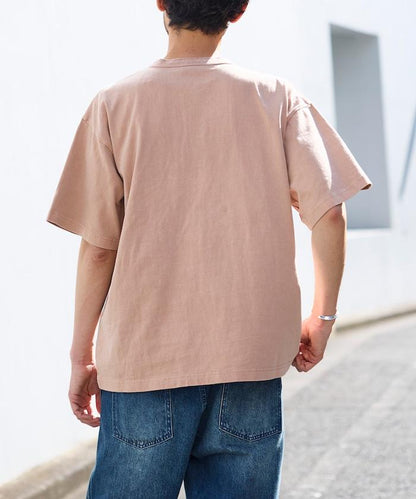 HEAVY WEIGHT/ヘビーウェイト 顏料染色 短袖 Henley neck 10.5オンス T恤