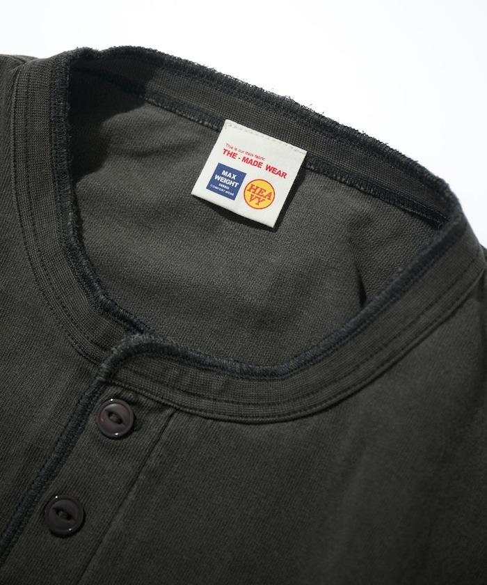 HEAVY WEIGHT/ヘビーウェイト 顏料染色 短袖 Henley neck 10.5オンス T恤