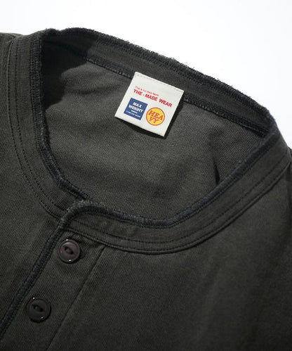 HEAVY WEIGHT/ヘビーウェイト 顏料染色 短袖 Henley neck 10.5オンス T恤