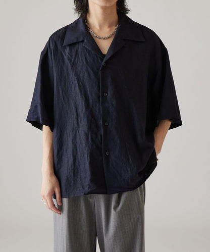人造絲亞麻 開領襯衫