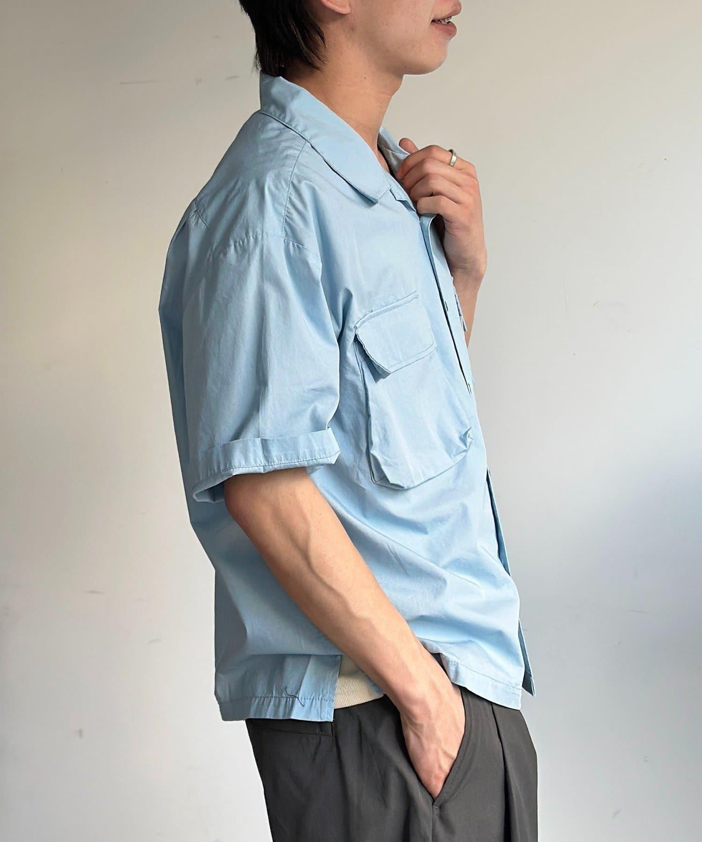 短款府綢開領襯衫