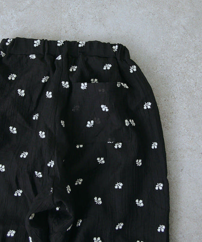花朵刺繡滾邊 兒童褲子