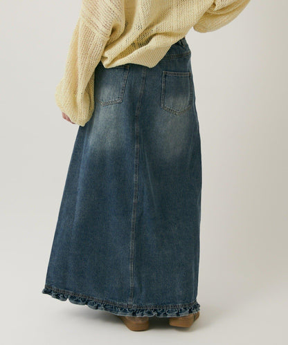 w closet 荷葉邊牛仔長半身裙