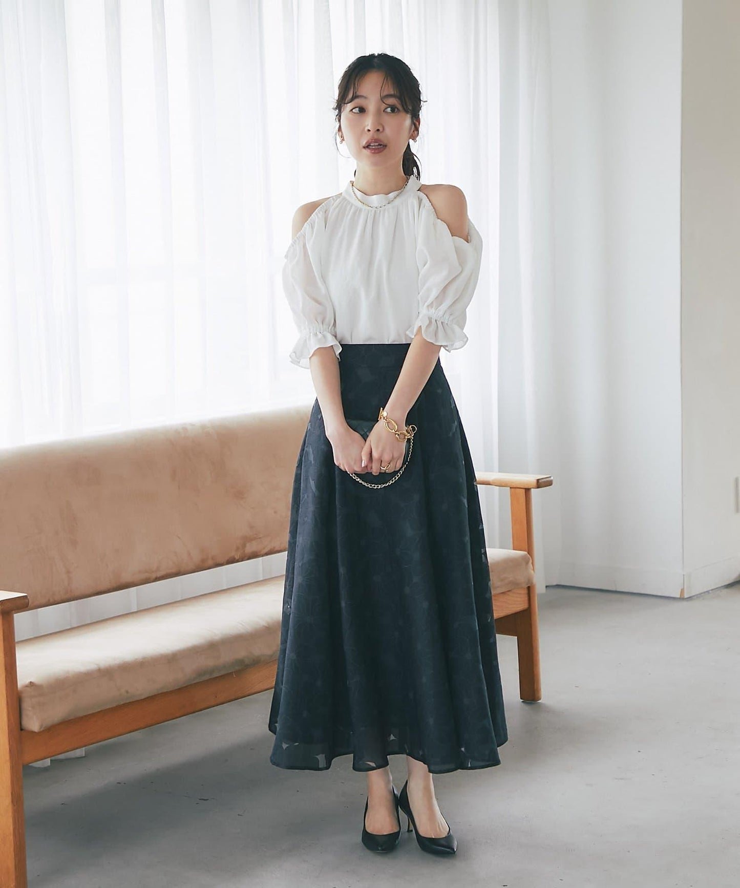 BonBonガールズセレクト 歐泊工藝花卉傘擺半身裙