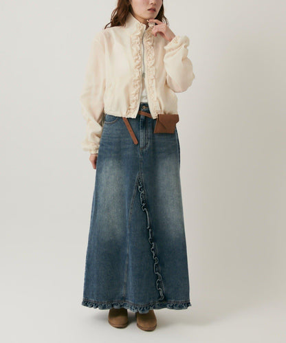 w closet 荷葉邊牛仔長半身裙
