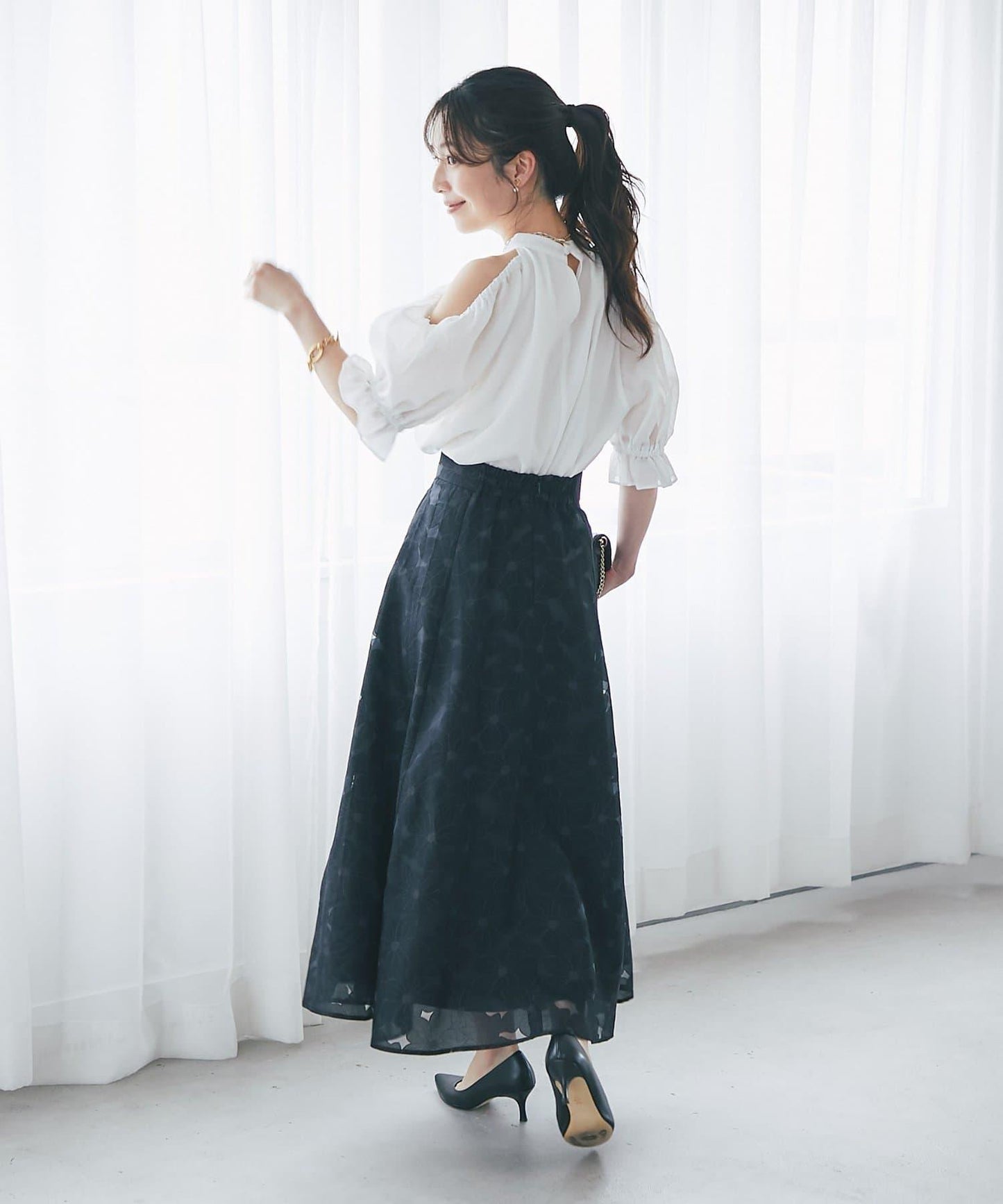 BonBonガールズセレクト 歐泊工藝花卉傘擺半身裙