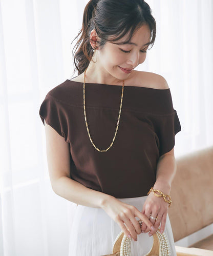 清涼觸感防曬 露肩 法式針織 針織上衣