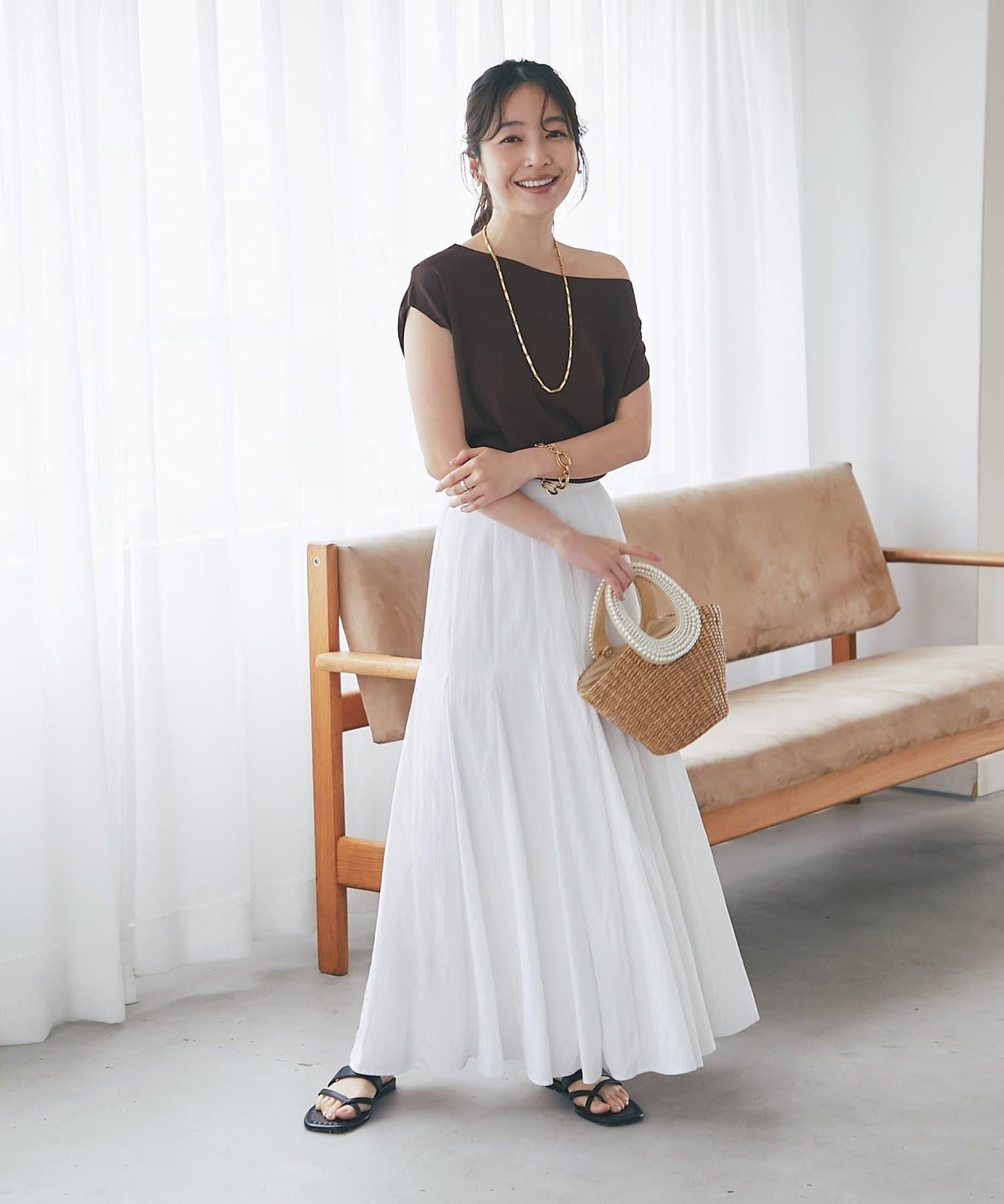清涼觸感防曬 露肩 法式針織 針織上衣