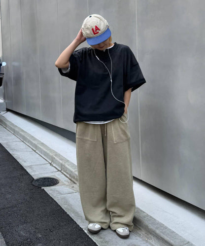 UNISEX 噴染工藝 亨利領 TEE T恤