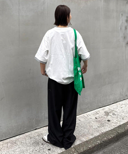 UNISEX 防汗漬 層疊效果亨利領TEE