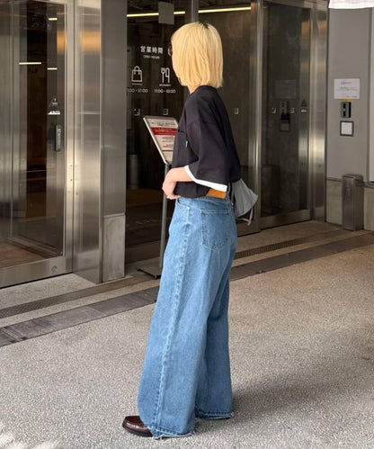 UNISEX 防汗漬 層疊效果亨利領TEE