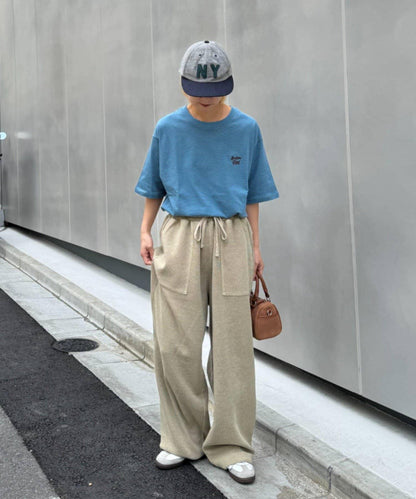 UNISEX 細條紋單點刺繡Logo T恤