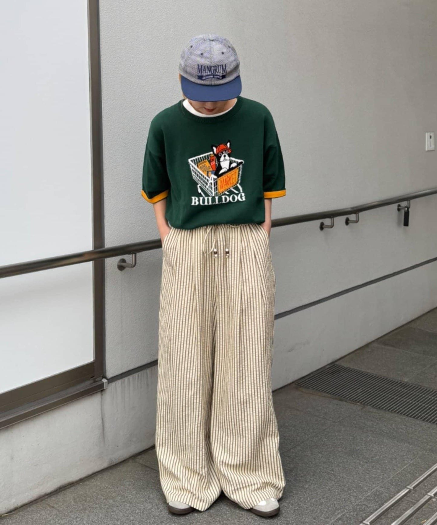 UNISEX 動物圖案 袖拼接配色 夏季針織 T恤
