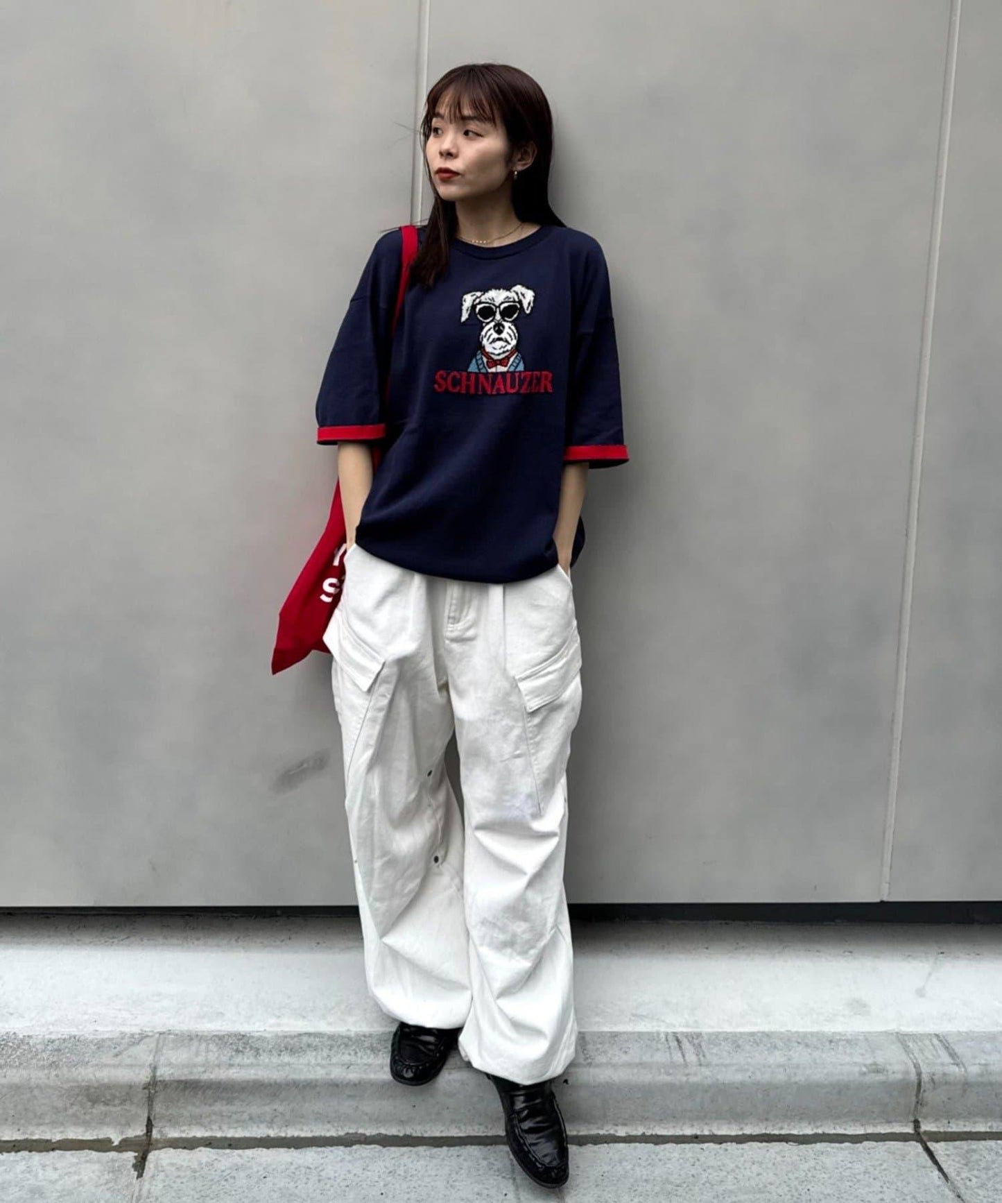 UNISEX 動物圖案 袖拼接配色 夏季針織 T恤