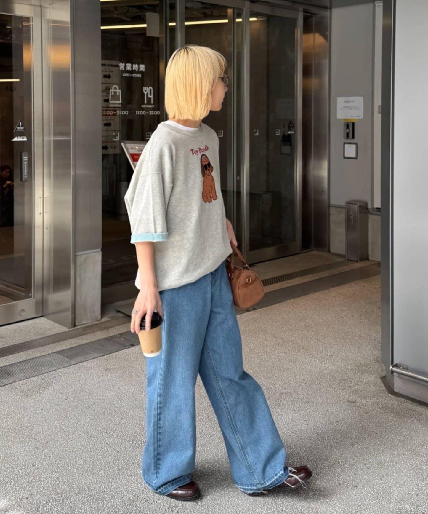 UNISEX 動物圖案 袖拼接配色 夏季針織 T恤
