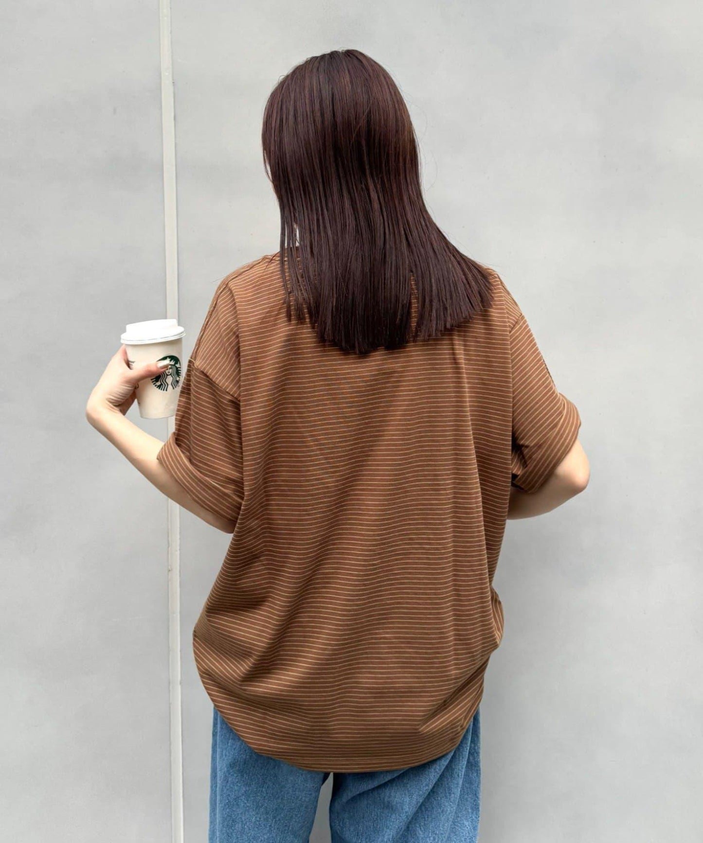 UNISEX 細條紋單點刺繡Logo T恤