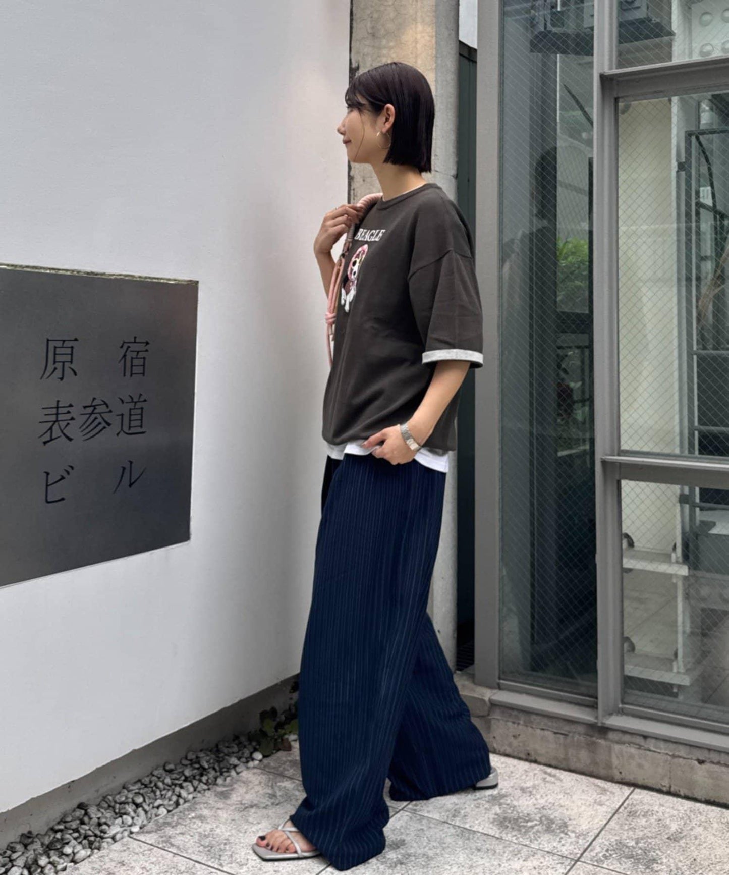 UNISEX 動物圖案 袖拼接配色 夏季針織 T恤