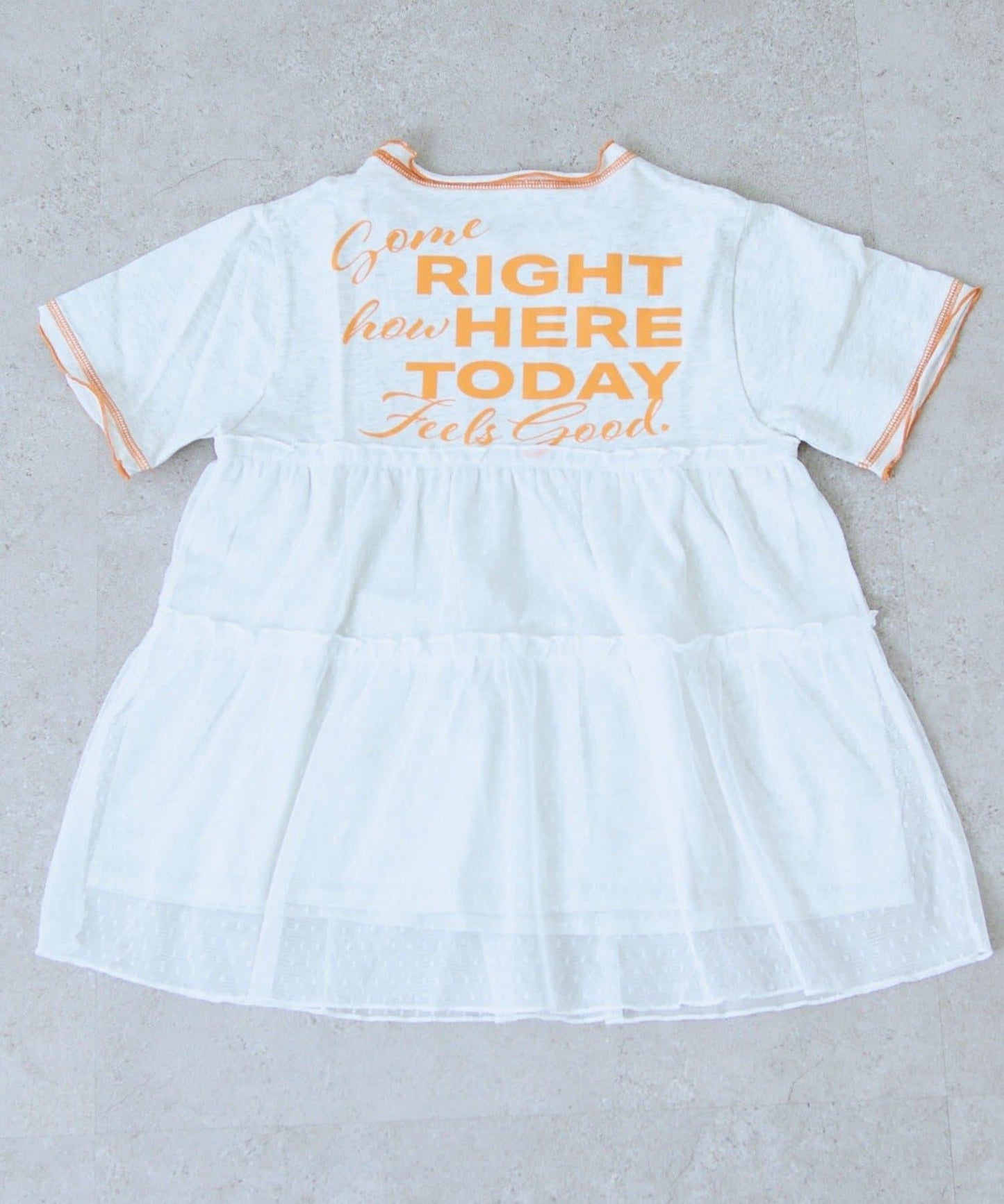 KIDS 圓點網紗拼接配色拼線 連衣裙