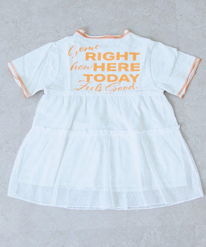 KIDS 圓點網紗拼接配色拼線 連衣裙