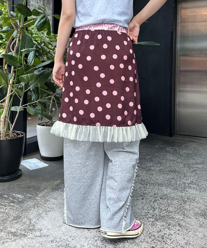HELLO.SANFRANCISCO 緞面圓點網紗中長半身裙