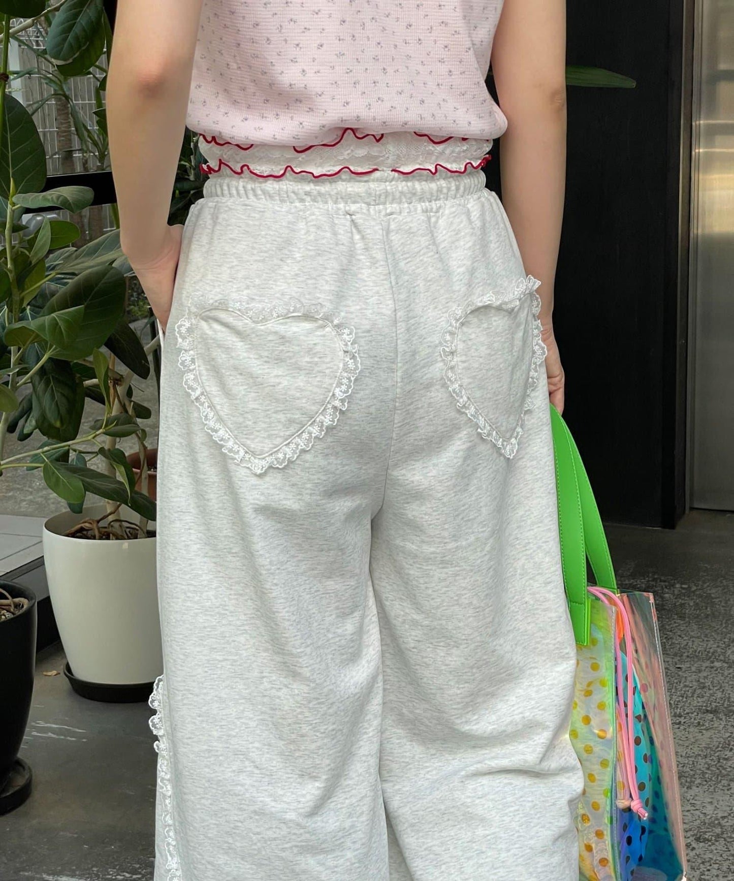 蕾絲腰部設計 衛褲