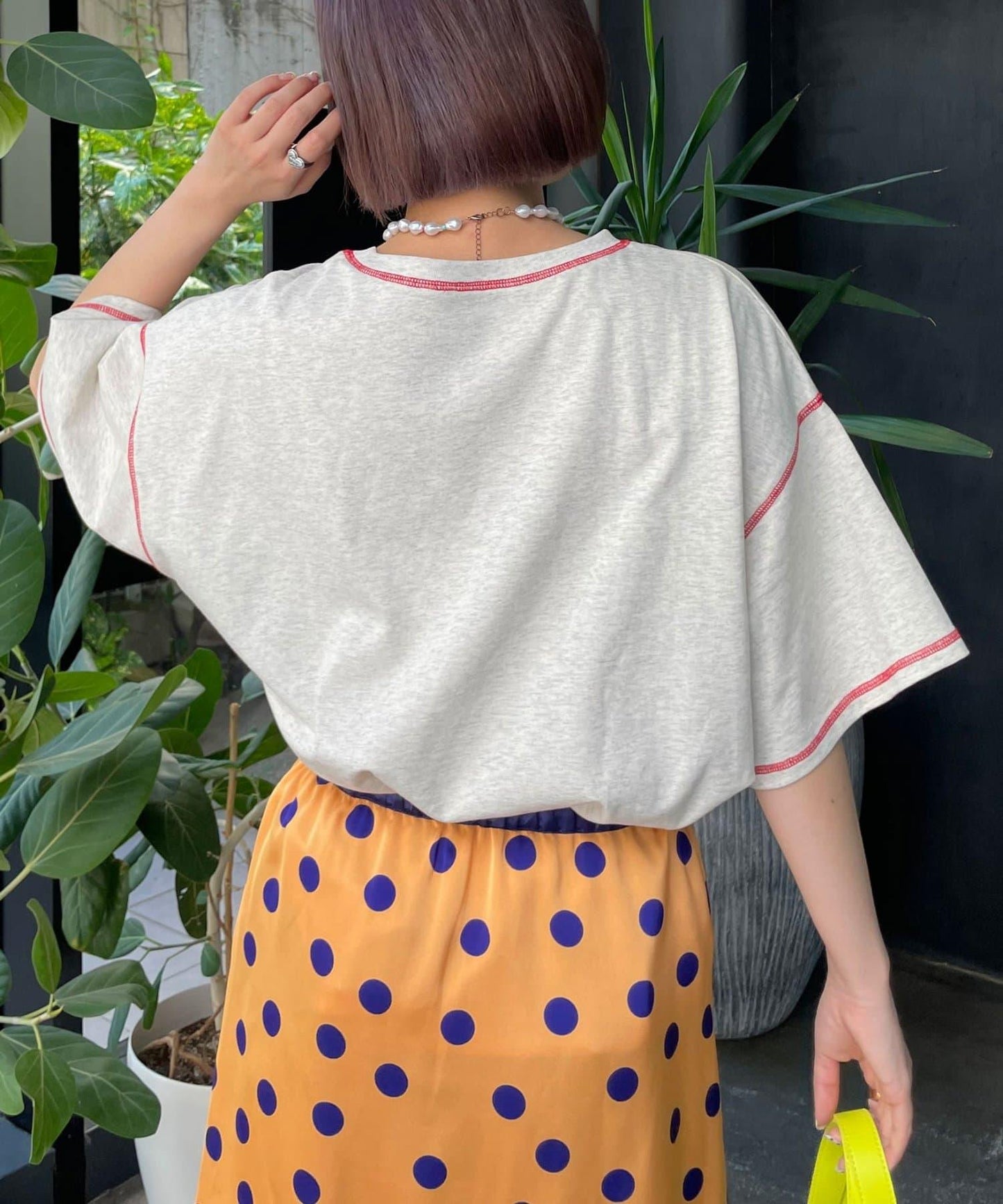 HELLO.SANFRANCISCO 褶飾蝴蝶結印花 短袖T恤