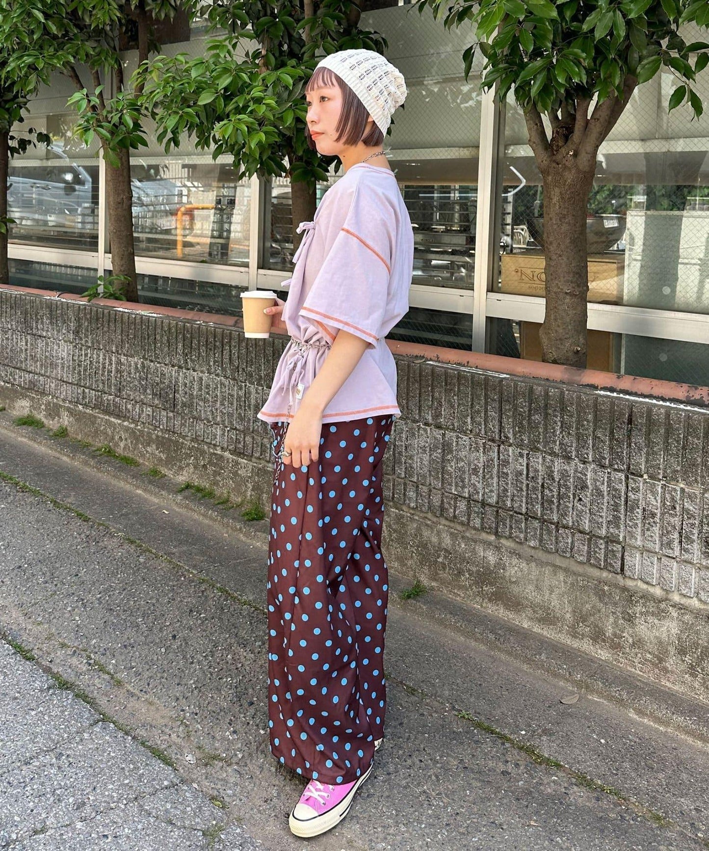 HELLO.SANFRANCISCO 褶飾蝴蝶結印花 短袖T恤