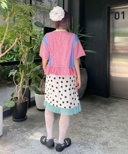 HELLO.SANFRANCISCO 緞面圓點網紗中長半身裙