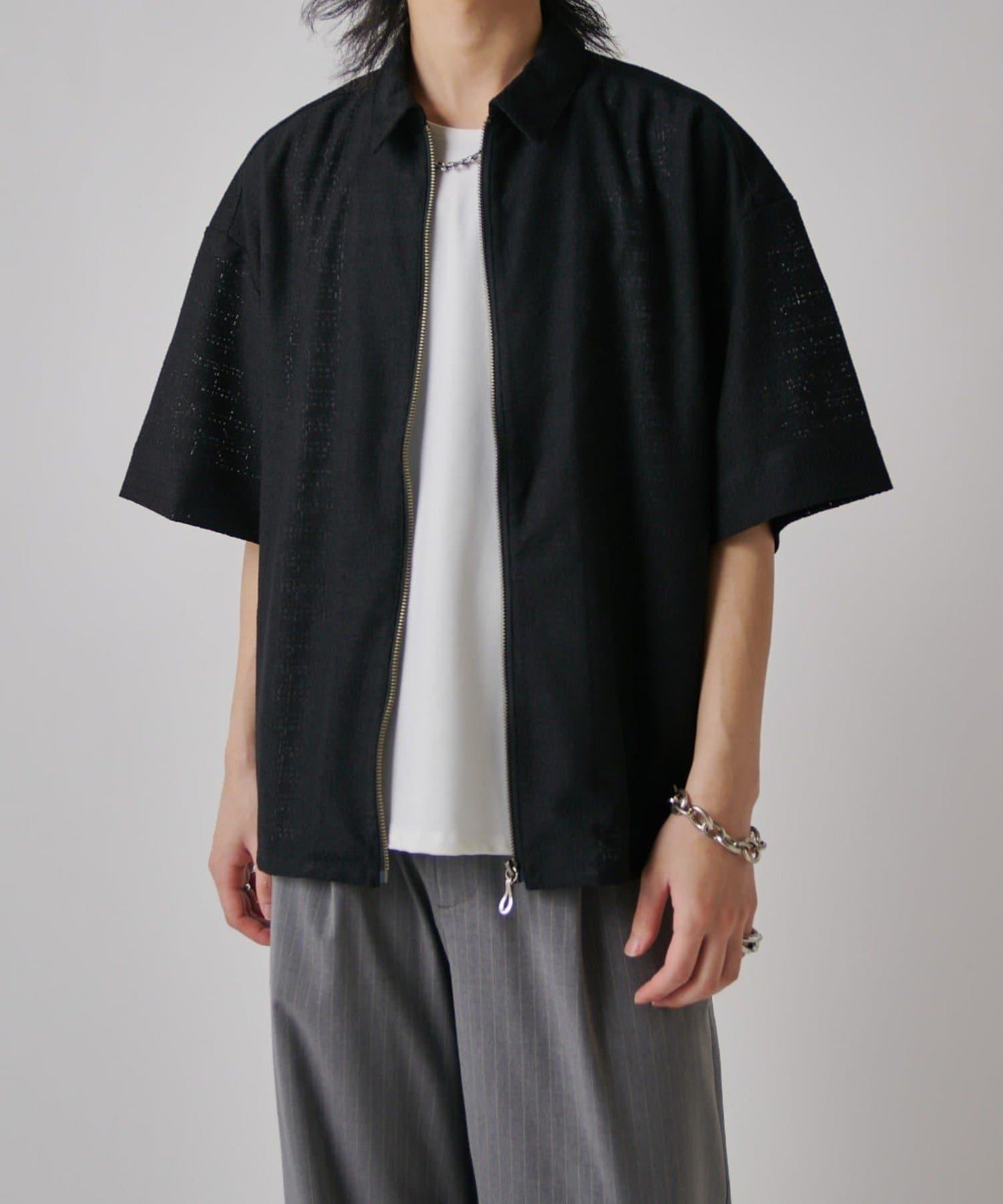 S/S ZIP 蕾絲襯衫