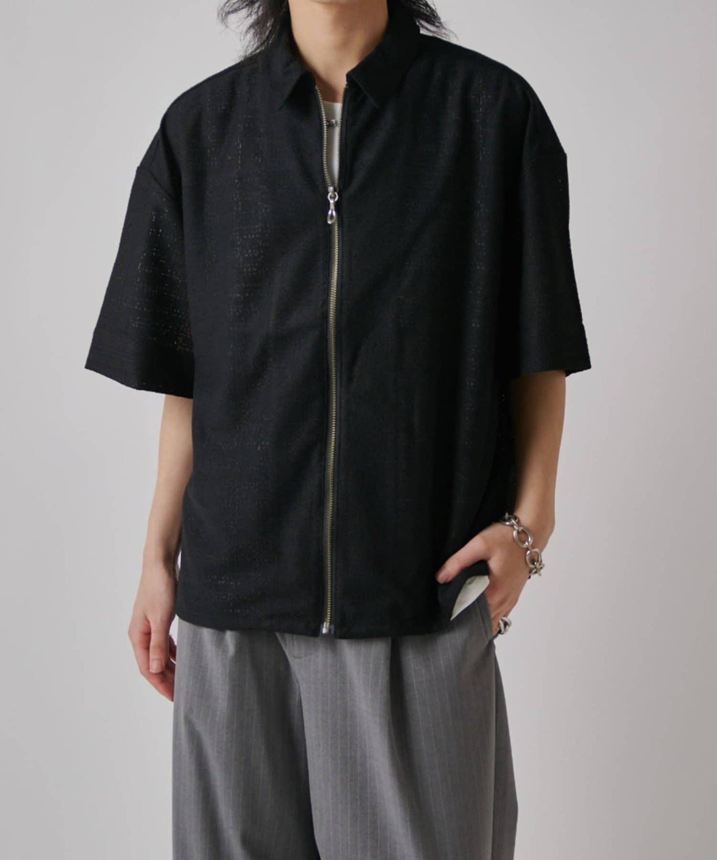 S/S ZIP 蕾絲襯衫