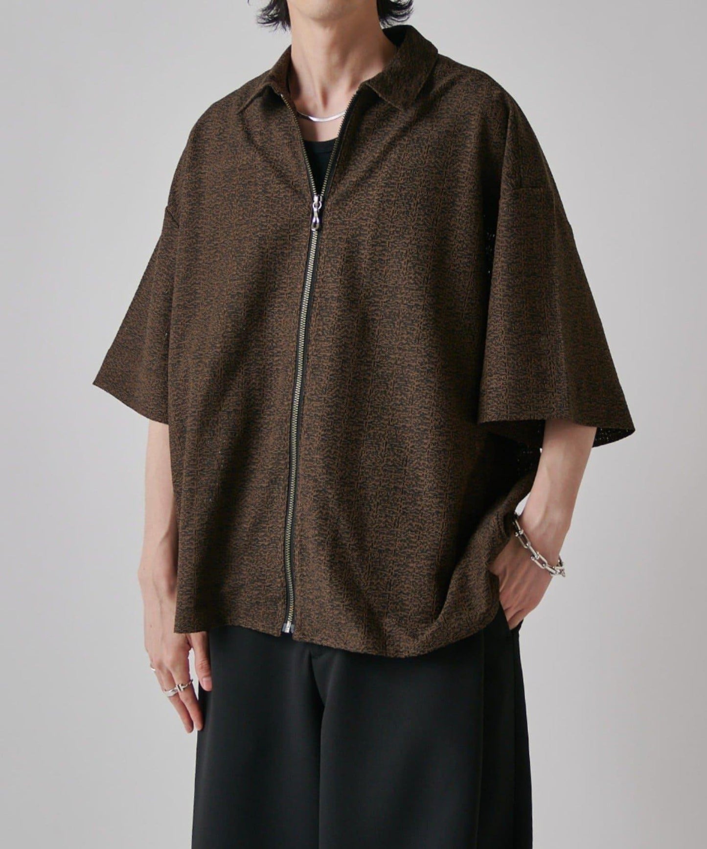 S/S ZIP 蕾絲襯衫